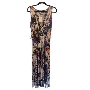 Loveappella Floral Print Maxi Dress Sleeveless V-Neck Casual Summer‎ Dress PM